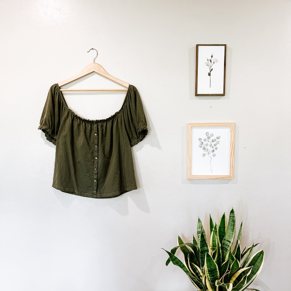 American Eagle Outfitters Olive Green Blouse